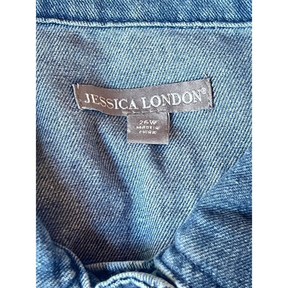 Jessica London Women's Denim Jacket Size 26W Button-Up Collared Long Sleeve - Picture 3 of 13